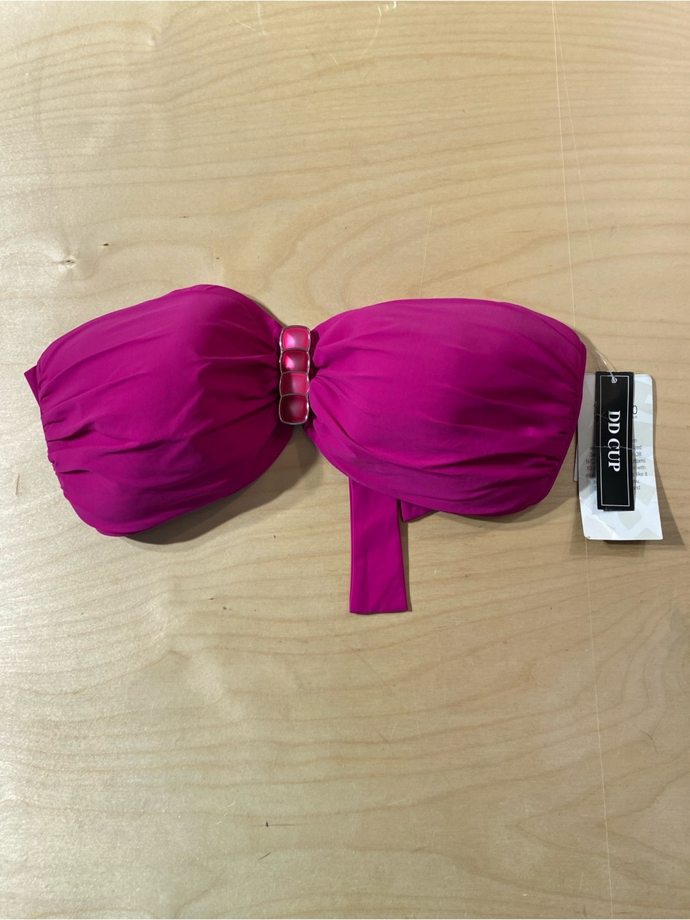 2Bamboo DD Cup Strapless Bandeau Bikini Top - Fuchsia L/XL (SZ)
